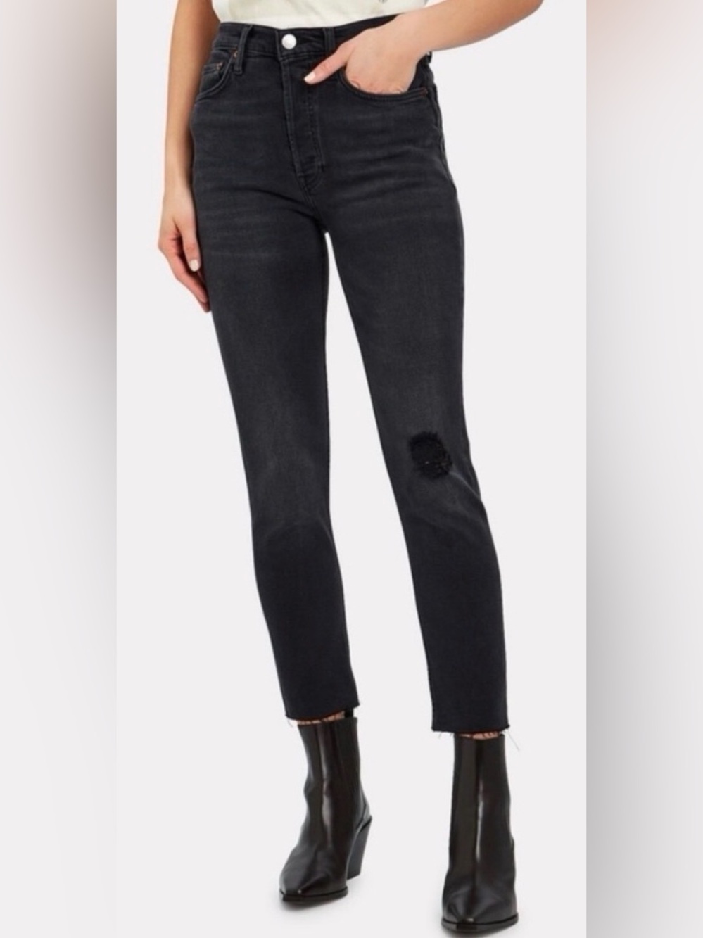 RE/DONE High Rise Ankle Crop Jeans Size 27  | Straight Leg Cropped Jeans